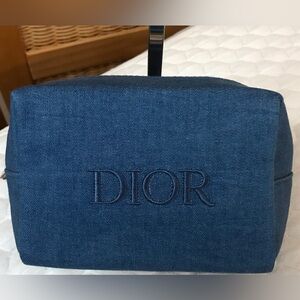 Christian Dior GWP Women’s Pouch Denim Blue Zippered Cosmetic Bag